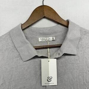 Collars and Co Polo Shirt Men's 2XL Gray Linen Cotton Knit Collared Preppy NEW